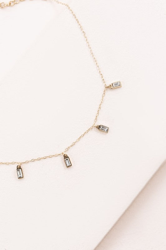 Lovoda Minimal Rectangle Rhinestone Anklet