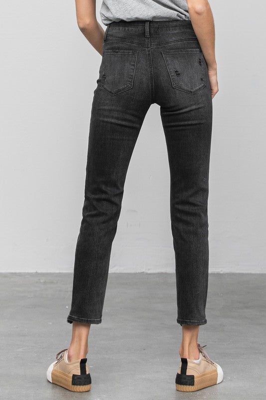 Denim Lab USA Mid Rise Distressed Straight Jeans