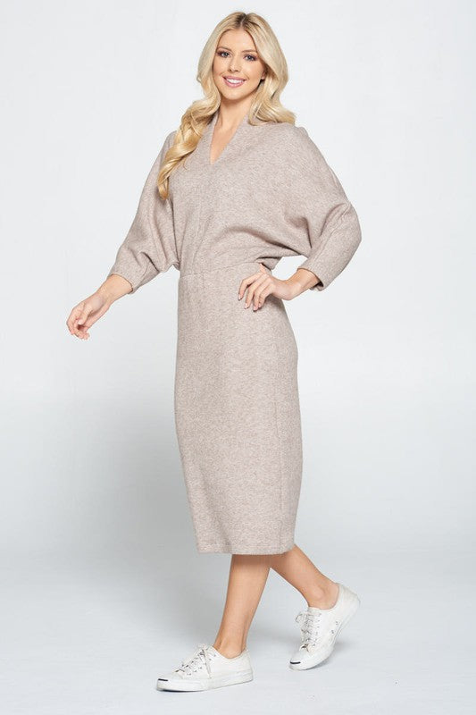 Renee C. Sweater Knit Dolman Sleeve Midi Dress