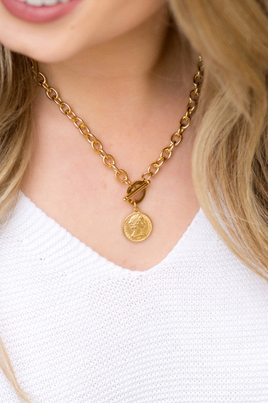 Aili's Corner Coin Accent Chain Necklace