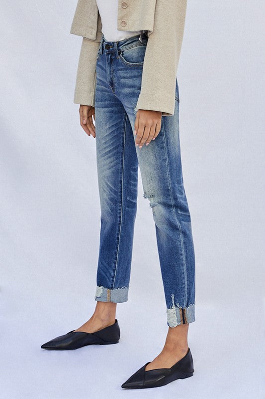 Denim Lab USA Raw Hem Boyfriend Jeans