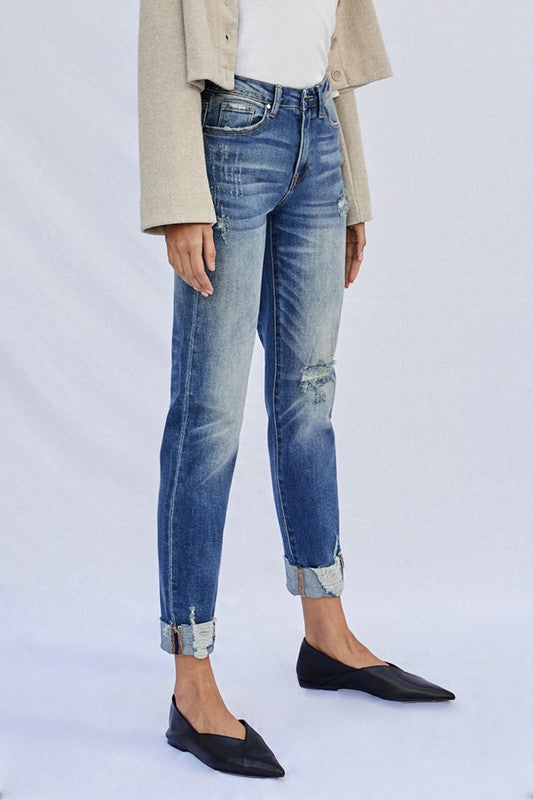 Denim Lab USA Raw Hem Boyfriend Jeans