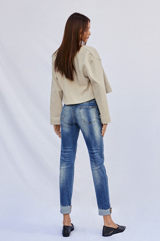 Denim Lab USA Raw Hem Boyfriend Jeans