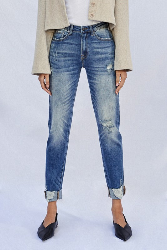 Denim Lab USA Raw Hem Boyfriend Jeans