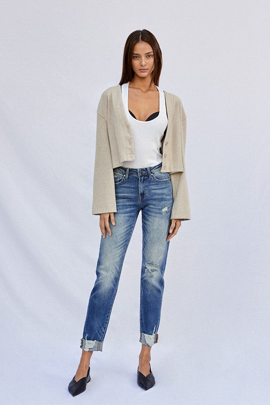 Denim Lab USA Raw Hem Boyfriend Jeans