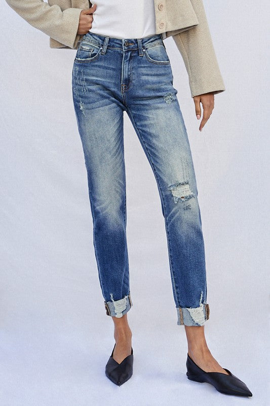 Denim Lab USA Raw Hem Boyfriend Jeans
