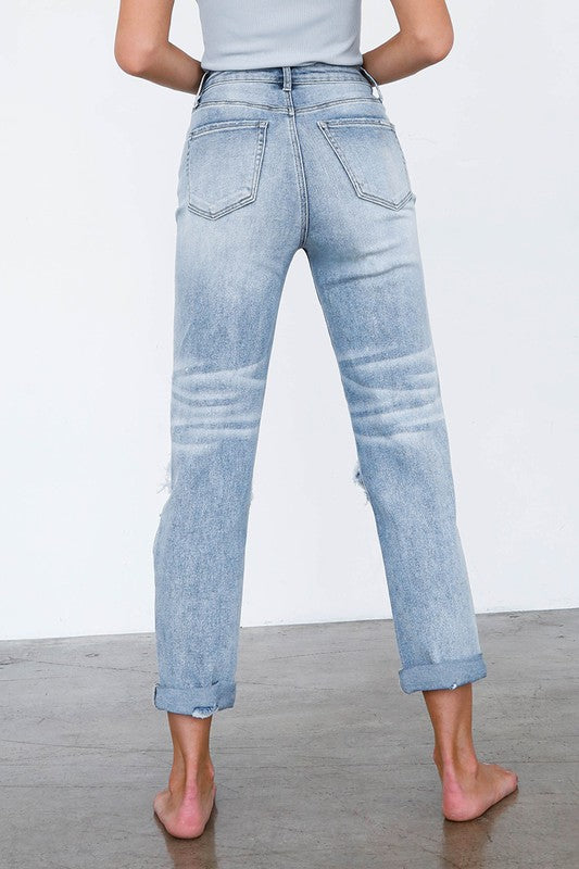 Denim Lab USA High Waist Destroyed Girlfriend Jeans