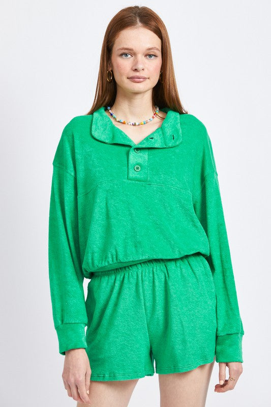 Emory Park BUTTON UP COLLARED TOP