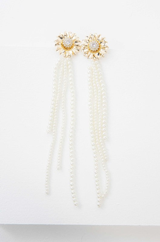 Lovoda Dandelion Pearl Drop Earrings