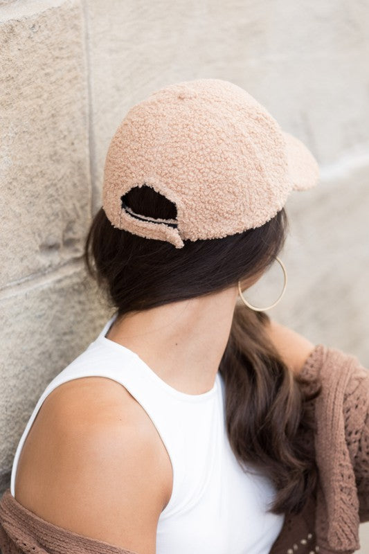 Aili's Corner Boucle Sherpa Teddy Bear Knit Ball Cap
