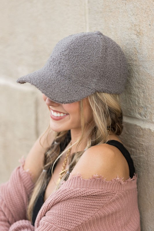 Aili's Corner Boucle Sherpa Teddy Bear Knit Ball Cap