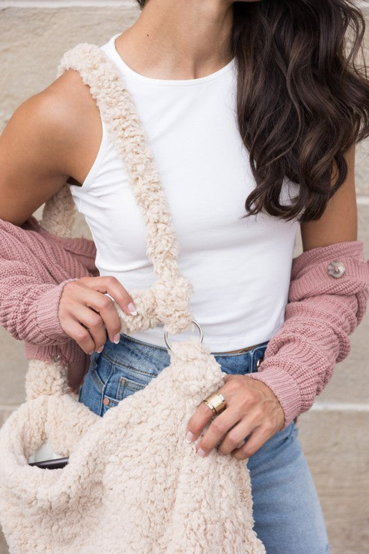 Aili's Corner Boucle Sherpa Messenger Bag