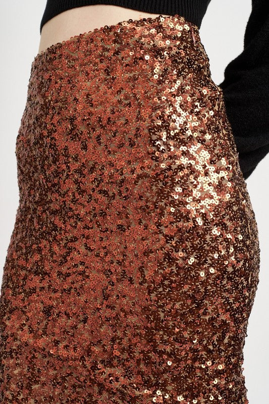 Emory Park SEQUINED HIGH WAIST MAXI SKIRT