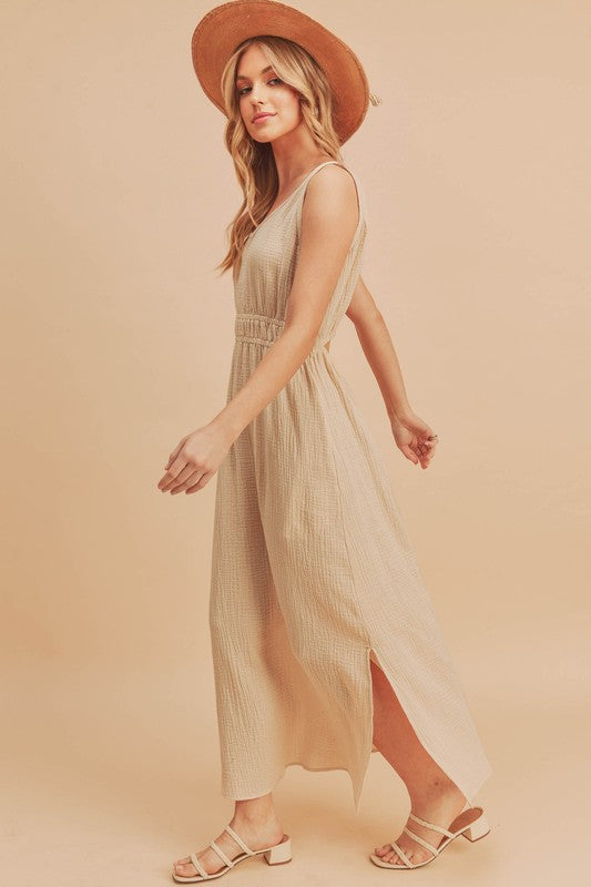 Aemi + Co Darci Sleeveless Crinkled Gauze Maxi Dress