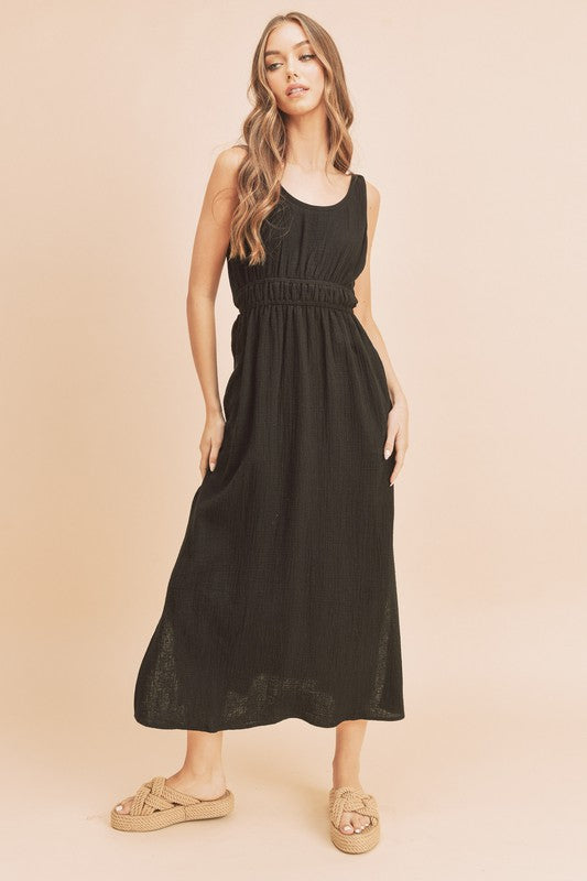 Aemi + Co Darci Sleeveless Crinkled Gauze Maxi Dress
