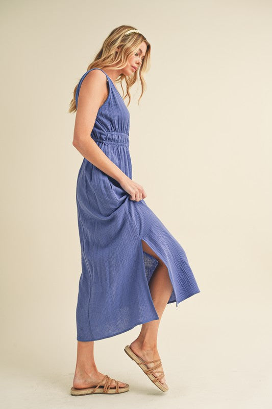 Aemi + Co Darci Sleeveless Crinkled Gauze Maxi Dress