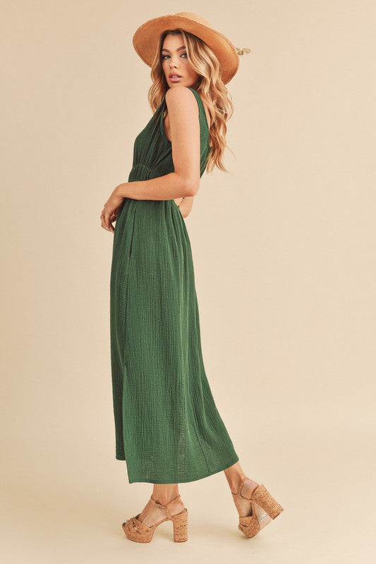 Aemi + Co Darci Sleeveless Crinkled Gauze Maxi Dress