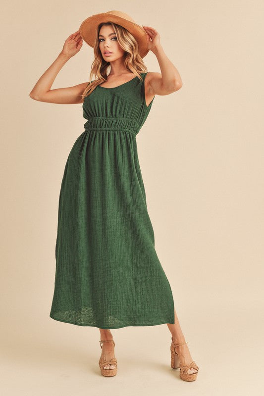 Aemi + Co Darci Sleeveless Crinkled Gauze Maxi Dress