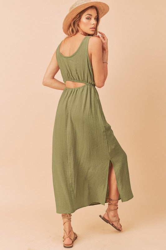 Aemi + Co Darci Sleeveless Crinkled Gauze Maxi Dress
