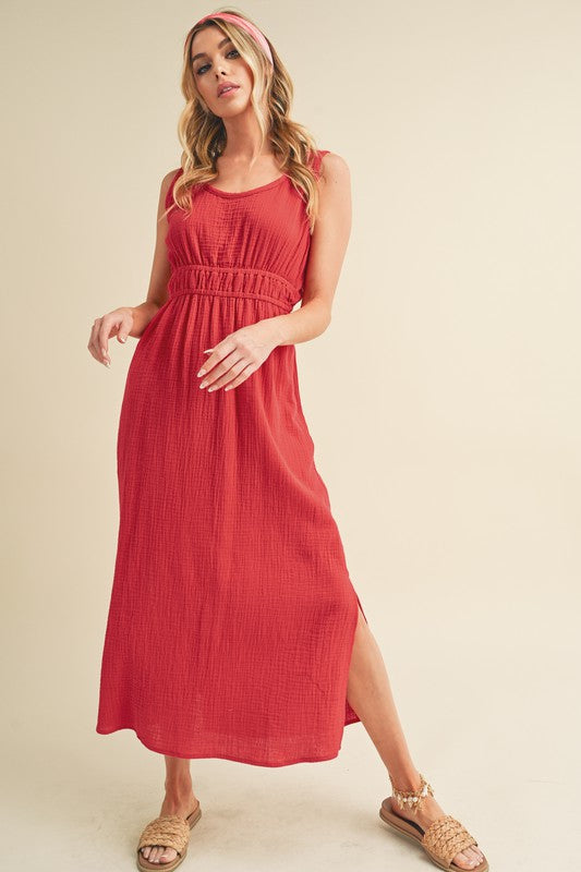 Aemi + Co Darci Sleeveless Crinkled Gauze Maxi Dress