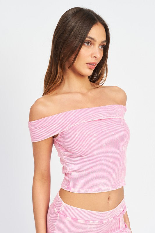 Emory Park GARMENT DYE STRAPLESS CROP TOP