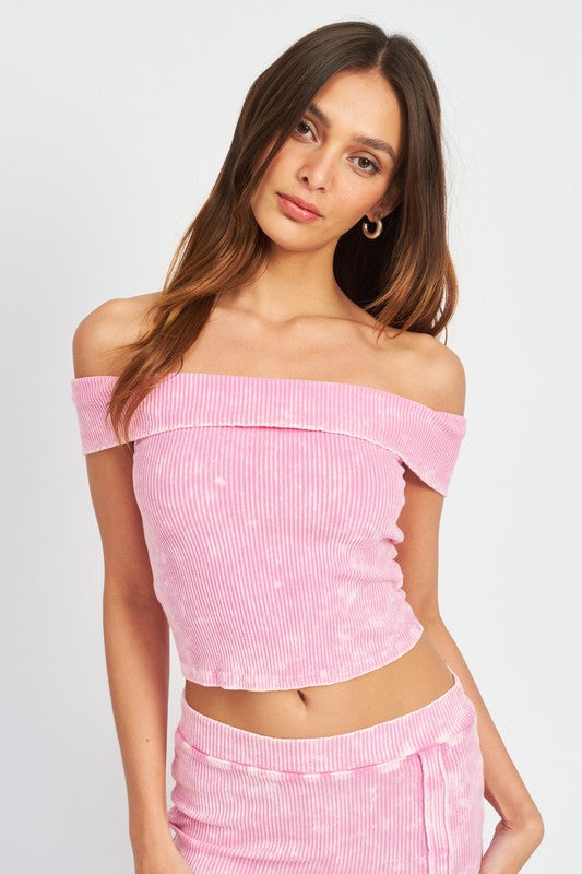Emory Park GARMENT DYE STRAPLESS CROP TOP