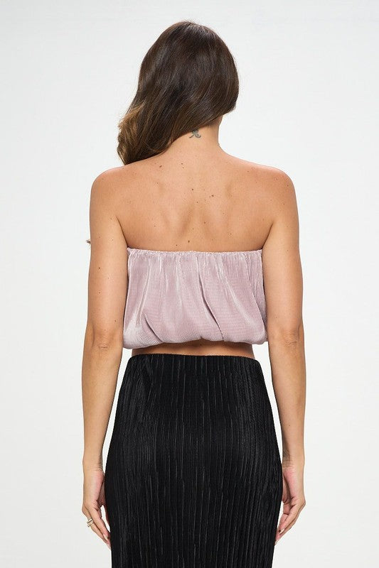 Renee C. Vibrant Plisse Tube Crop Top