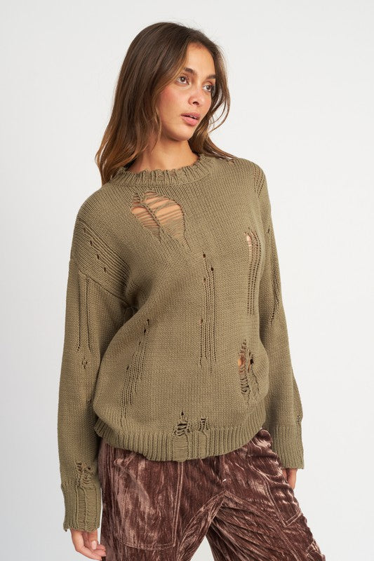 Emory Park DISTRESSED OVERSIZED SWEATER