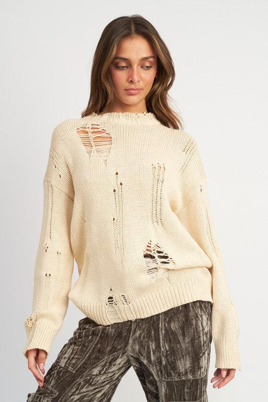 Emory Park DISTRESSED OVERSIZED SWEATER