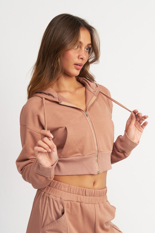 Emory Park CONTRASTED ZIP UP HOODIE