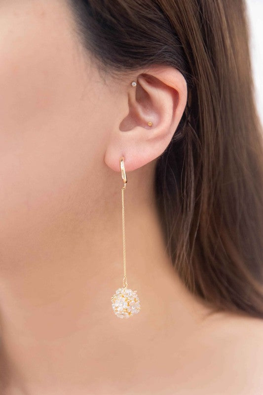 Lovoda Floral Ball Drop Hoop Earrings