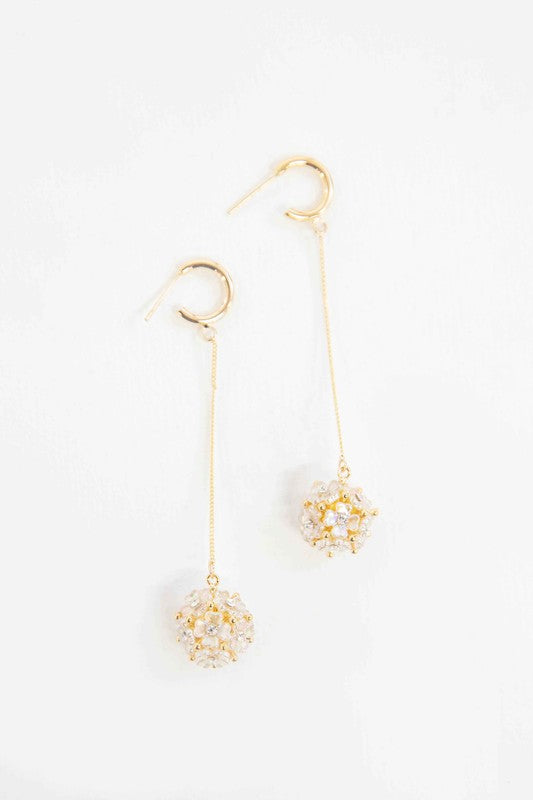 Lovoda Floral Ball Drop Hoop Earrings