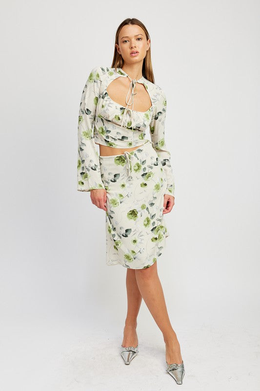 Emory Park FLORAL BLOUSE WITH NECK TIE