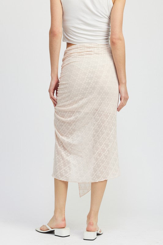 Emory Park RUCHED LACE SKIRT WITH HIGH SLIT