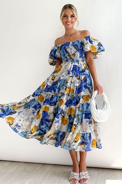 YNIQUE Women's Dress Off Shoulder High Waist Dress