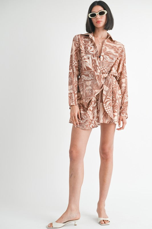 Emory Park WRAPPED BUTTON UP MINI DRESS