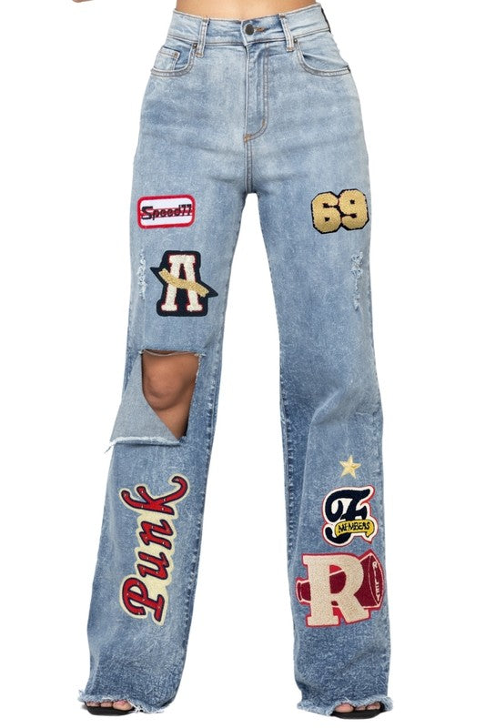GJG Denim Tyger Varsity Wide Leg Jean