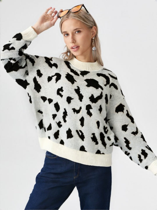 Miss Sparkling Leopard Knit Sweater