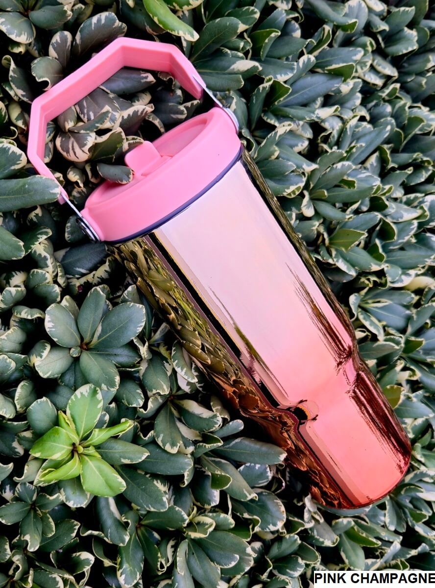 30 oz Mirror Tumbler with Handle and Flip Straw