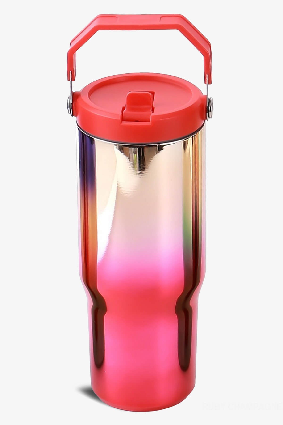 30 oz Mirror Tumbler with Handle and Flip Straw