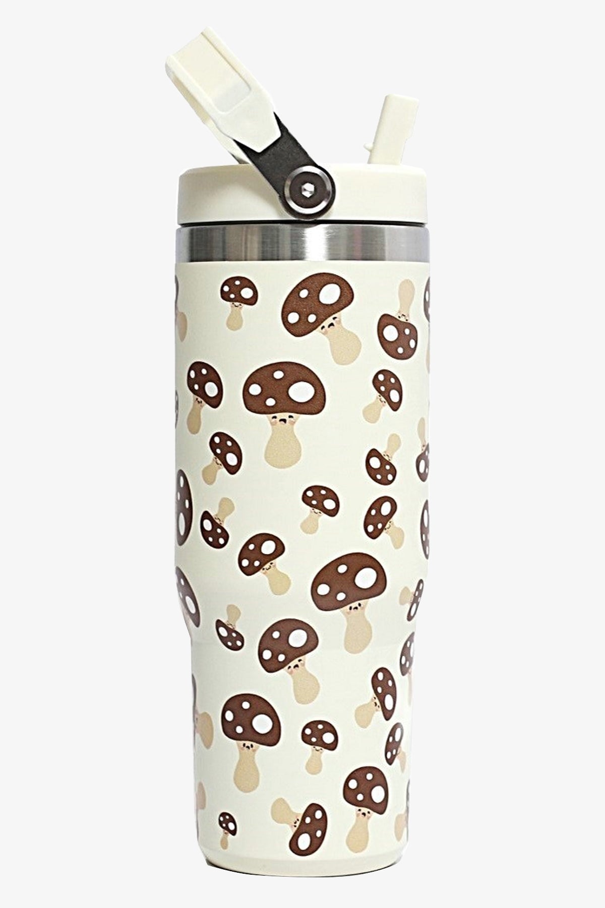 30 oz Mushroom Print Tumbler with Handle and Flip Straw
