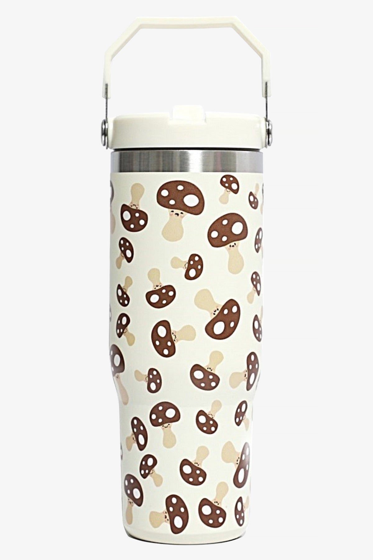 30 oz Mushroom Print Tumbler with Handle and Flip Straw
