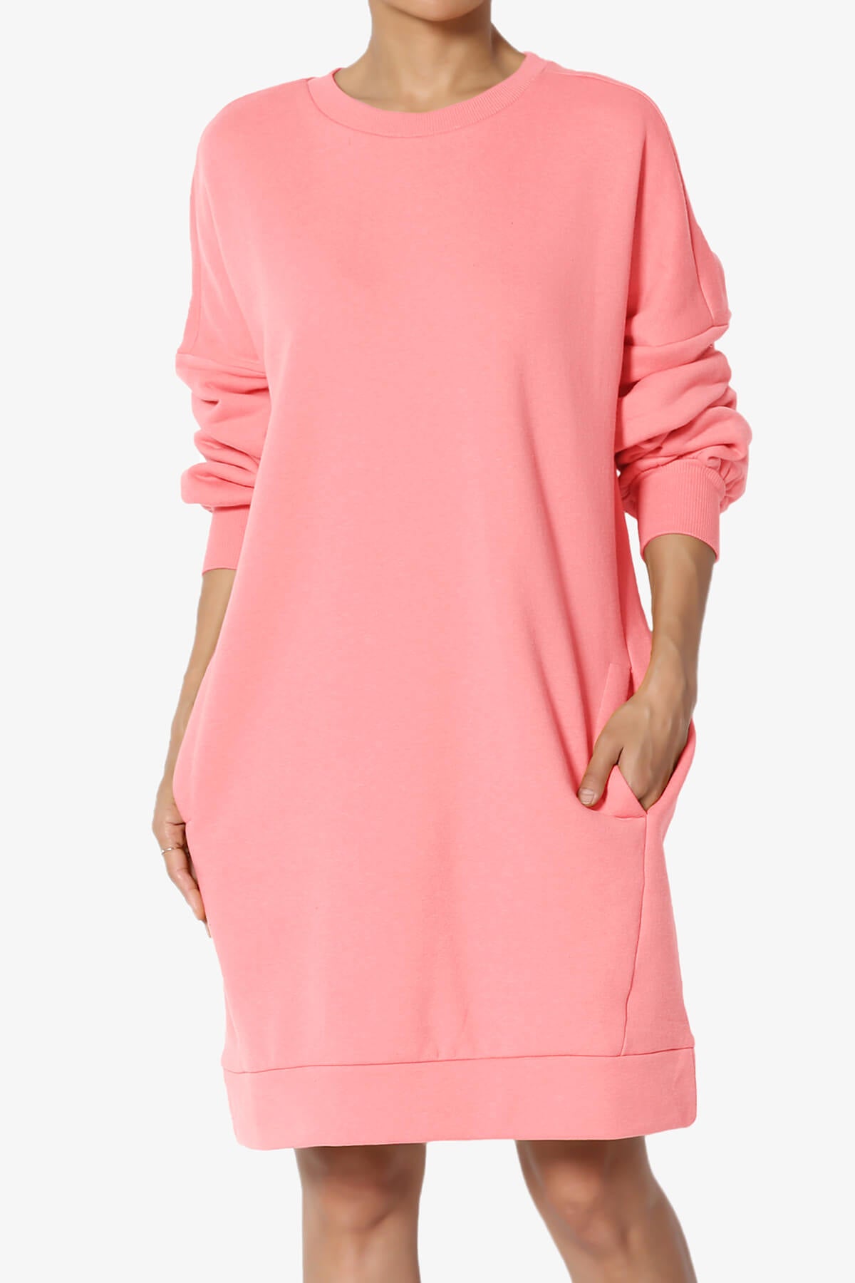 Accie Crew Neck Tunic Sweatshirt BRIGHT PINK_1