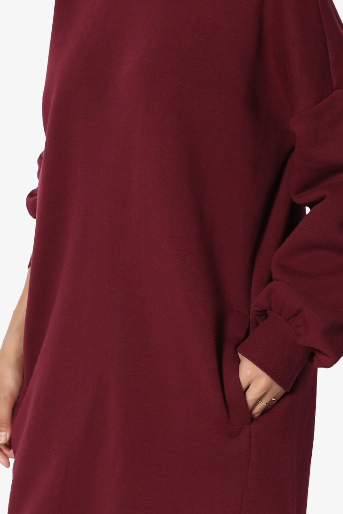 Accie Crew Neck Tunic Sweatshirt DARK BURGUNDY_5