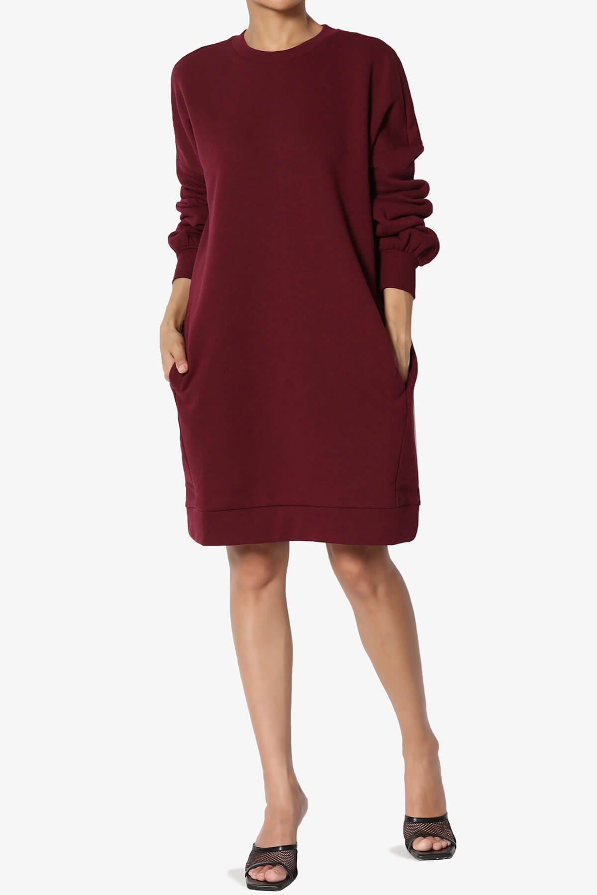 Accie Crew Neck Tunic Sweatshirt DARK BURGUNDY_6