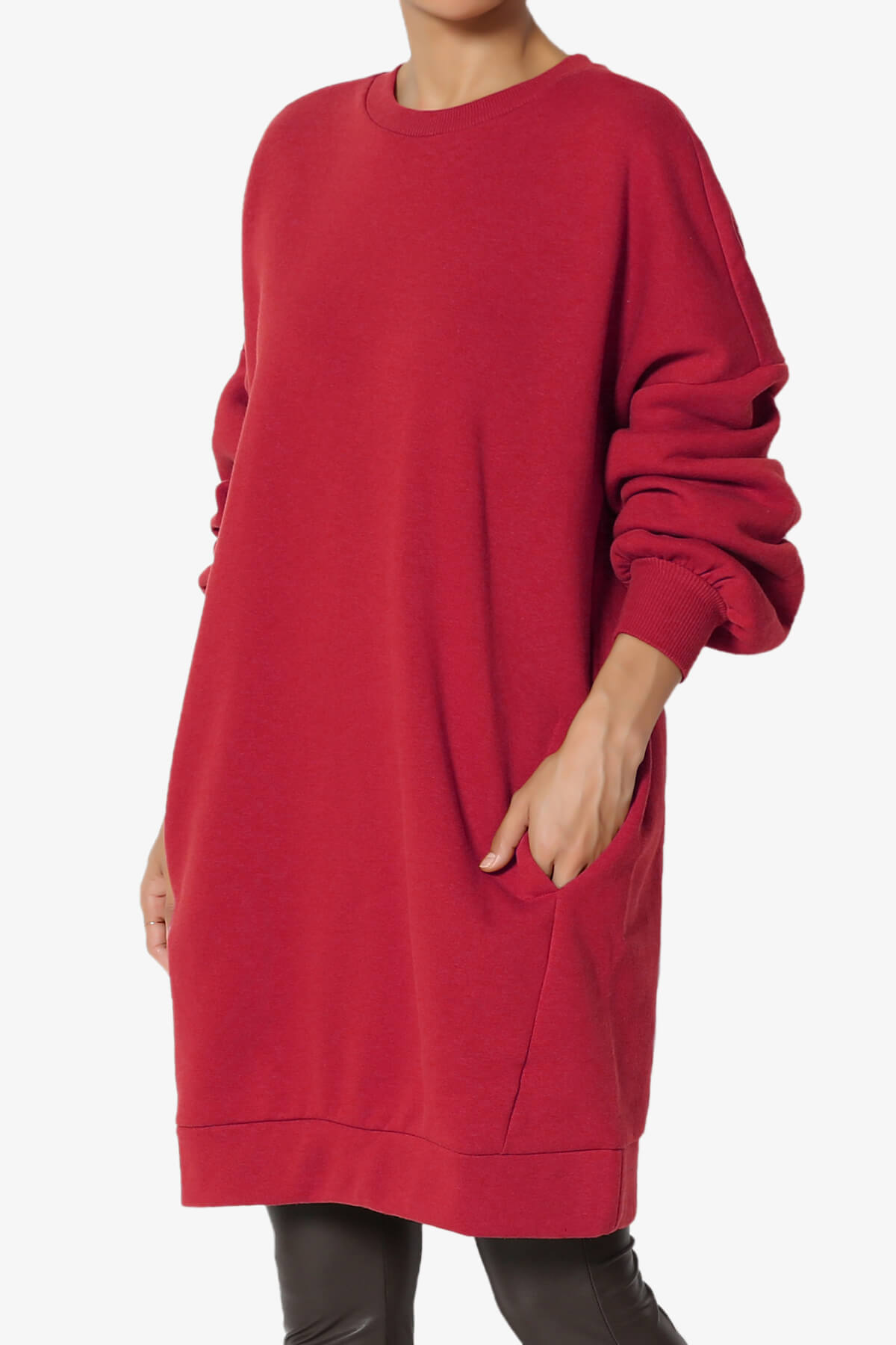 Accie Crew Neck Tunic Sweatshirt DARK RED_1