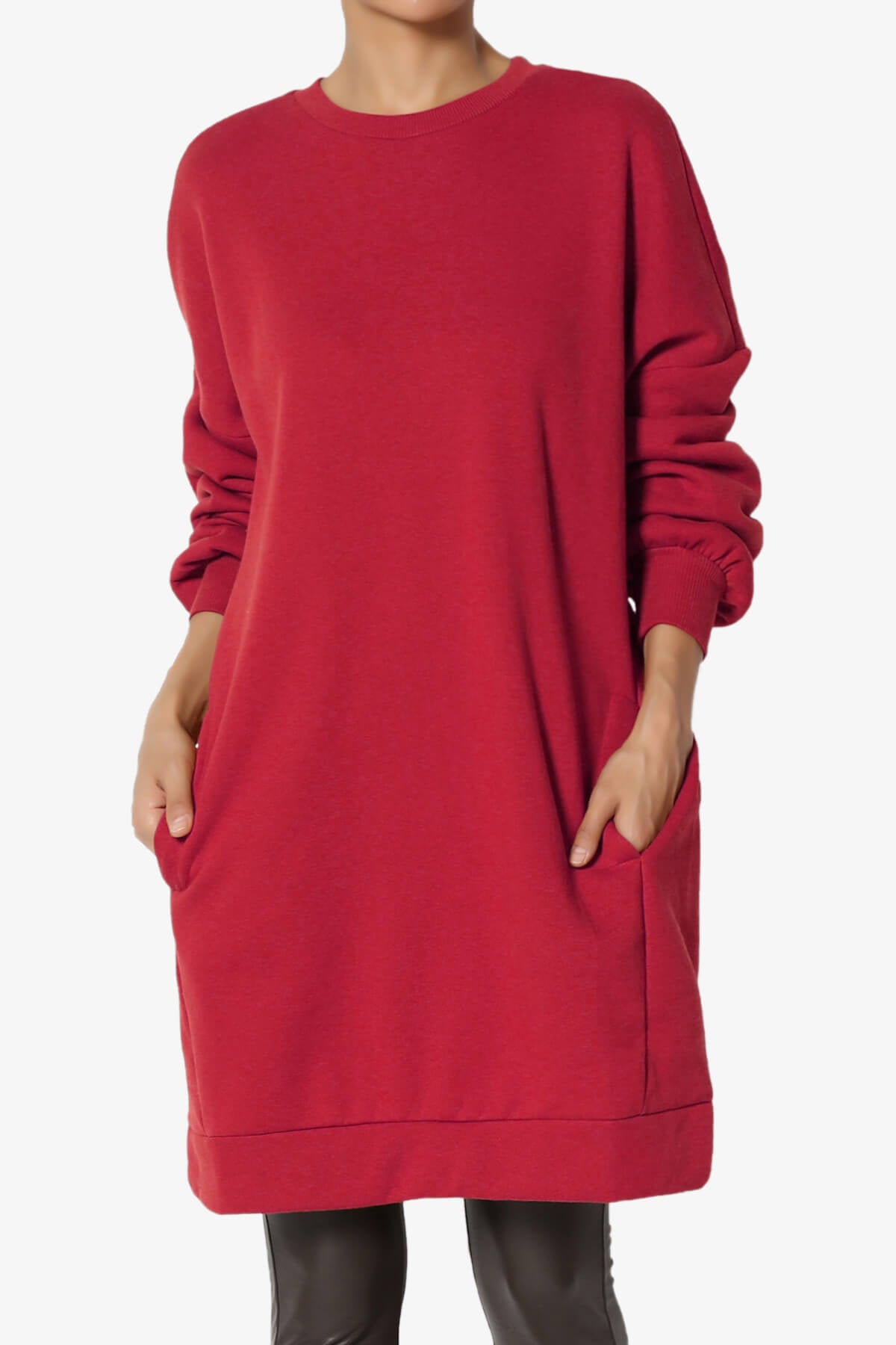 Accie Crew Neck Tunic Sweatshirt DARK RED_3