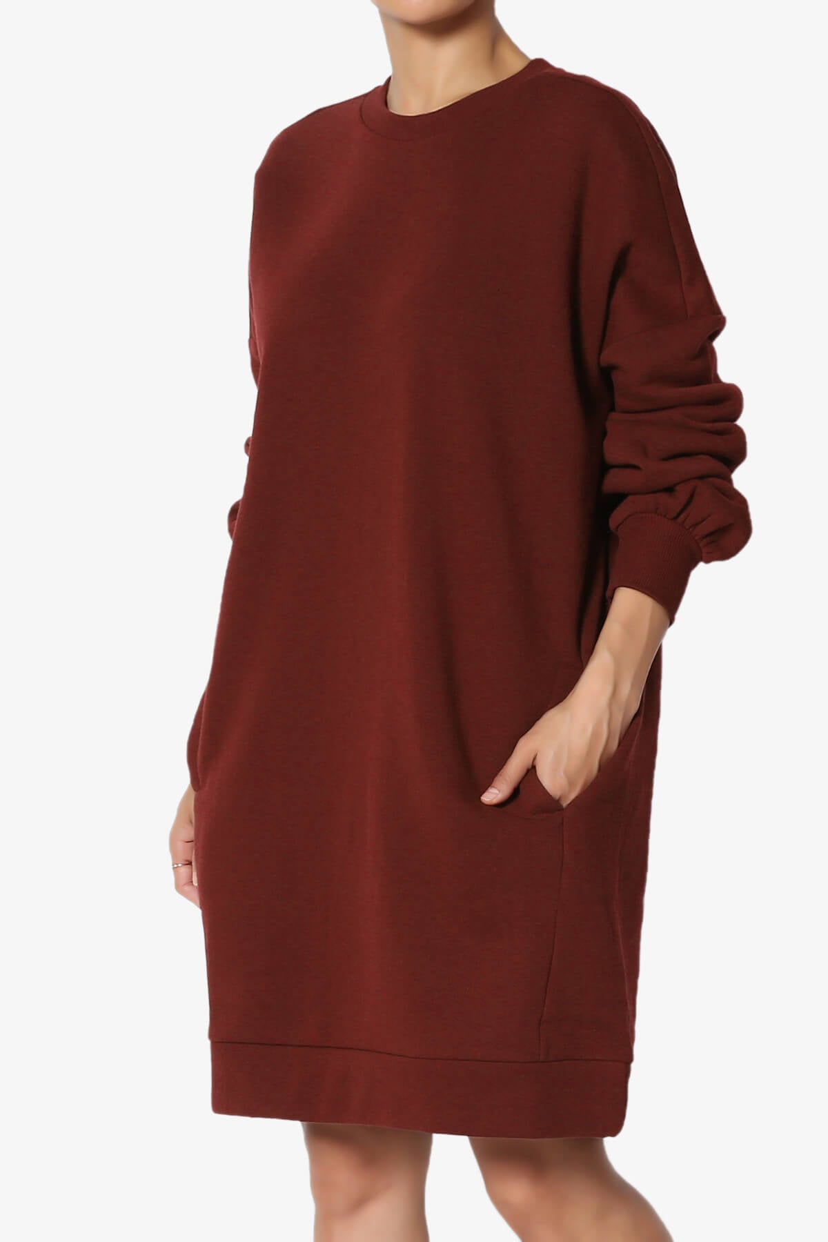 Accie Crew Neck Tunic Sweatshirt DARK RUST_3