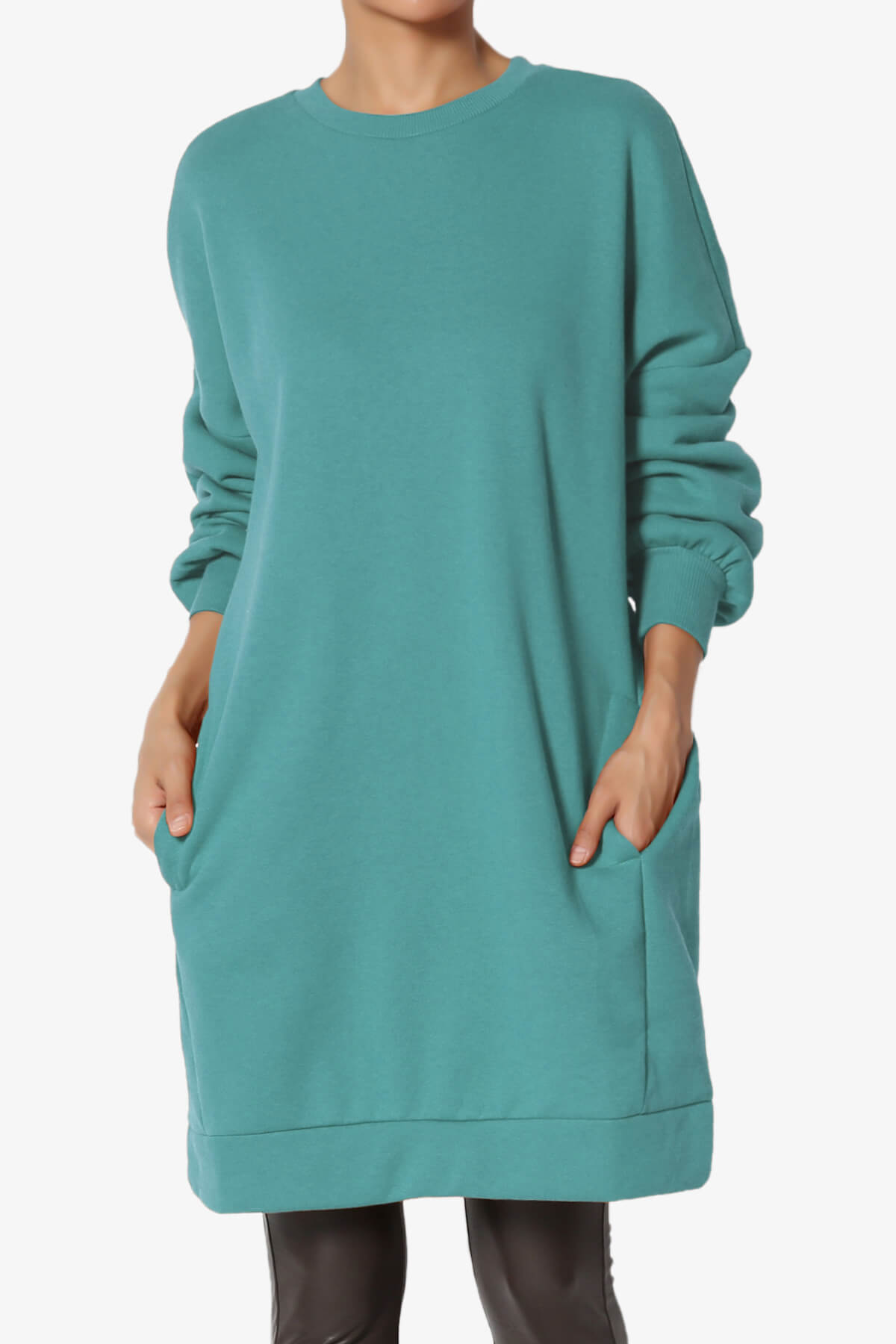 Accie Crew Neck Tunic Sweatshirt DUSTY TEAL_1