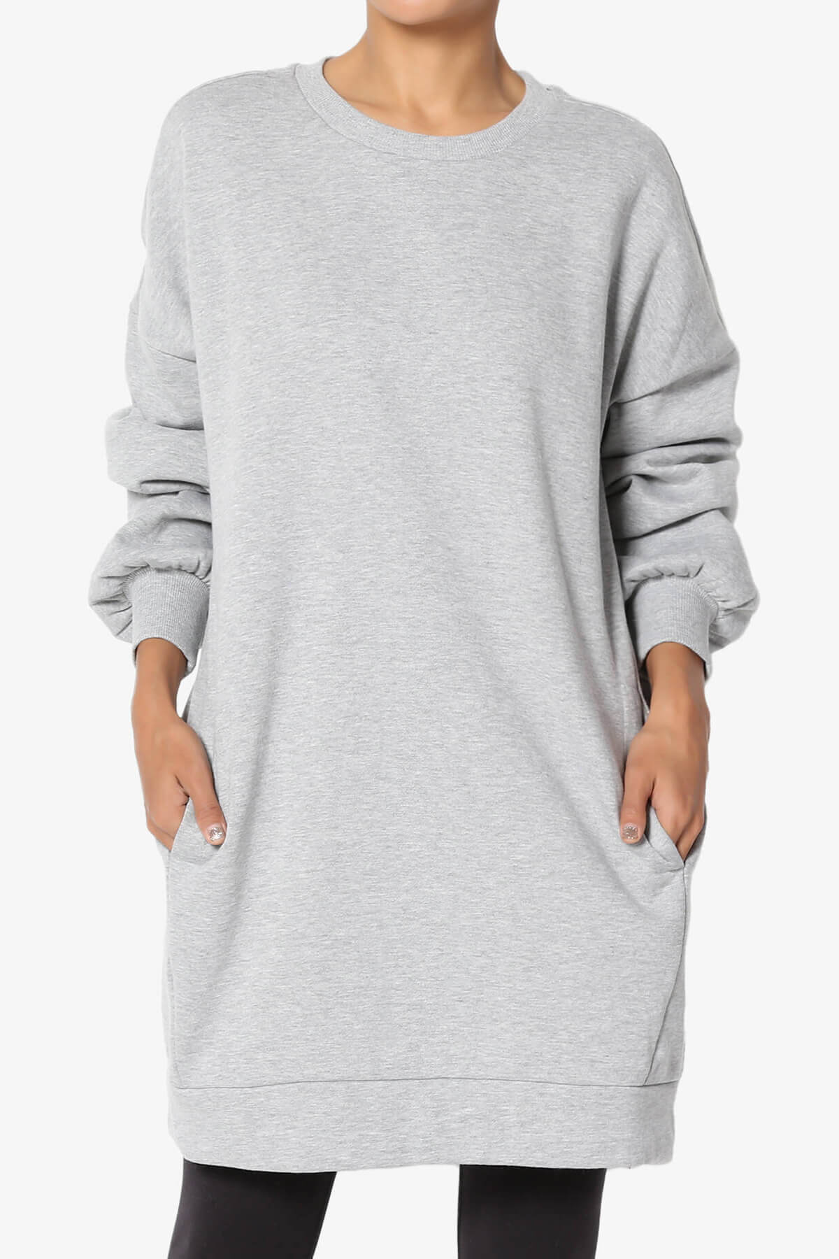 Accie Crew Neck Tunic Sweatshirt HEATHER GREY_1